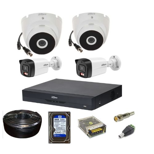 Dahua 1MP 4 CCTV Full Color Cameras Full Kit
