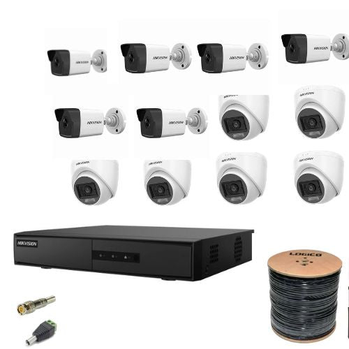Hikvision Ten CCTV Smart Hybrid Kit with 200m Cable